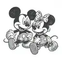 Mickey and Minnie face to face  tattoo design idea