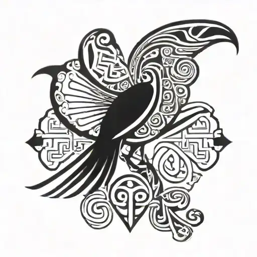 sankofa bird and egyptian cross tattoo design idea