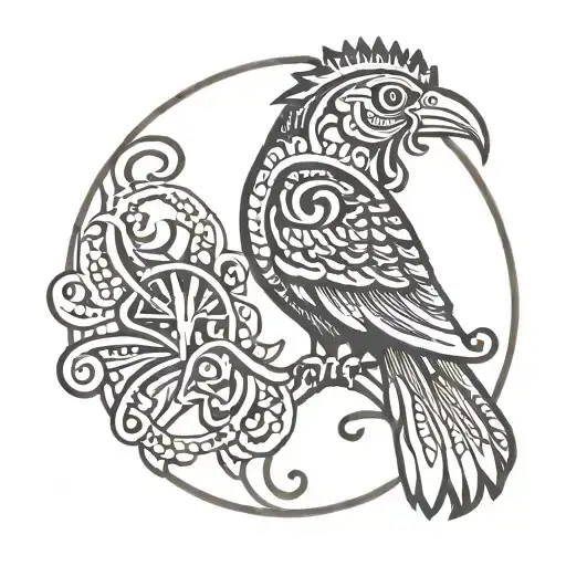 sankofa bird and egyptian cross tattoo design idea