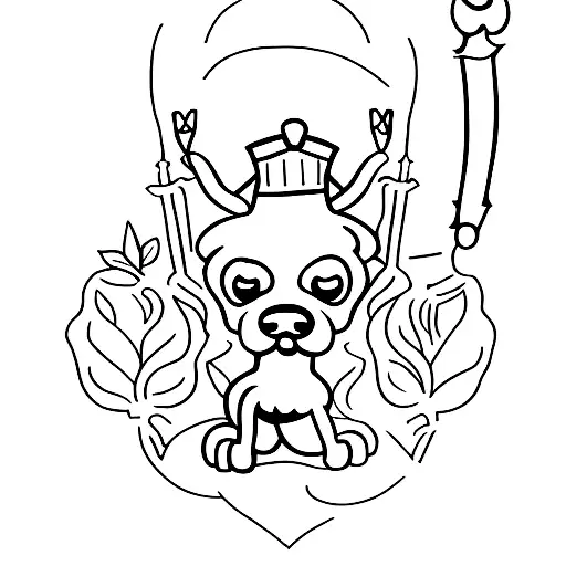 A minimalist tattoo of a kilt-wearing heart holding a Yorkshire pudding tattoo design idea