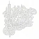 name of Beatriz with written NYC underneath  tattoo design idea