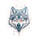 polska tattoo half aggressive wolf with some red bloods on its chin with a red maleficient eye tattoo design idea