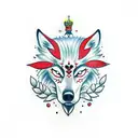 polska tattoo half aggressive wolf with some red bloods on its chin with a red maleficient eye tattoo design idea