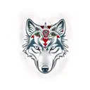 polska tattoo half aggressive wolf with some red bloods on its chin with a red maleficient eye tattoo design idea