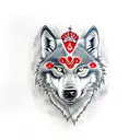 polska tattoo half aggressive wolf with some red bloods on its chin with a red maleficient eye tattoo design idea