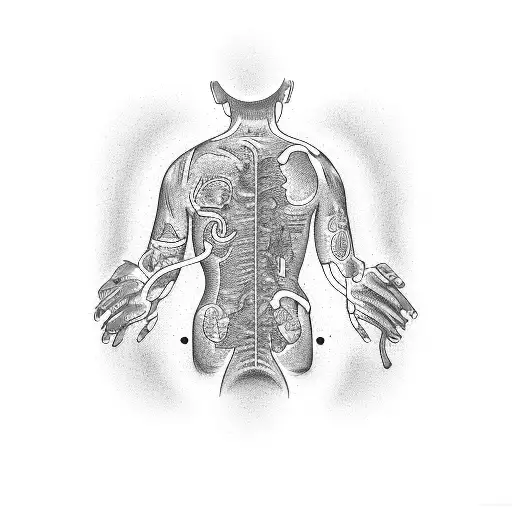 connection diagram, human organ tattoo design idea