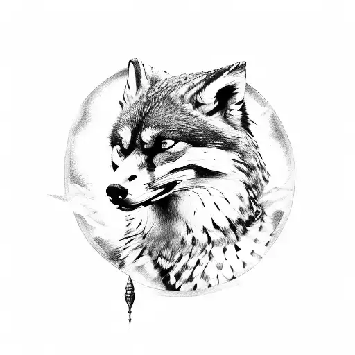 falcon, fox, viking sword, husky tattoo design idea