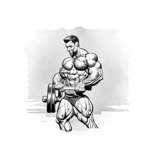 A muscular figure lifting weights in the gym tattoo design idea