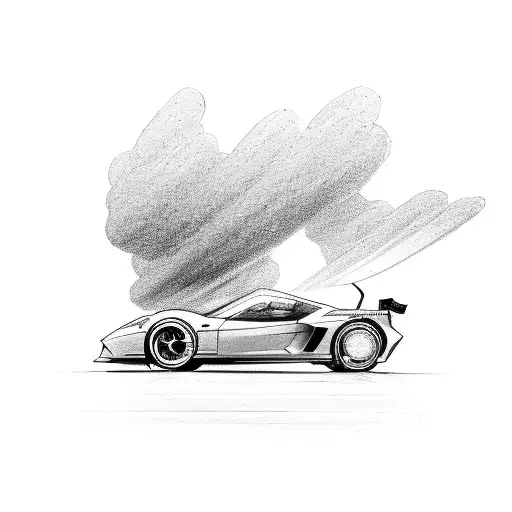 A sleek sports car speeding on a race track tattoo design idea