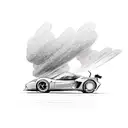 A sleek sports car speeding on a race track tattoo design idea