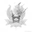 hipomoea, psilocibe, cannabis, tea tattoo design idea