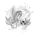 hipomoea, psilocibe, cannabis, tea tattoo design idea