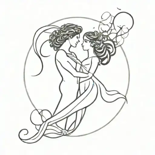 hades and persephone symbol intertwined tattoo design idea