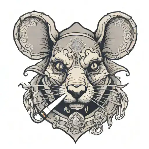 cute new school hood rat smoking tattoo design idea