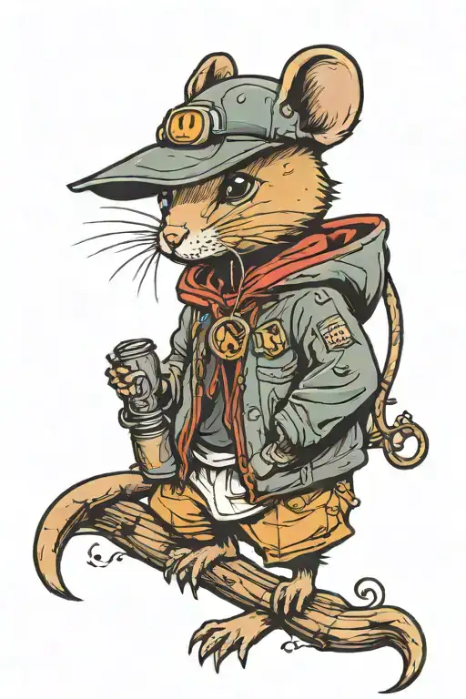 cute hood rat tattoo design idea