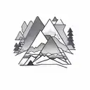 mountain landscape inside a triangle with sky  tattoo design idea