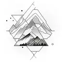 mountain landscape inside a triangle with sky  tattoo design idea