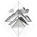 mountain landscape inside a triangle with sky  tattoo design idea