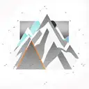 mountain landscape inside a triangle with a vertical stripe of sky  tattoo design idea