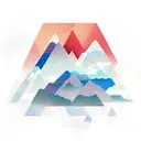 mountain landscape inside a triangle with a vertical stripe of sky  tattoo design idea