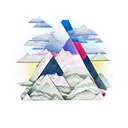 mountain landscape inside a triangle with a vertical stripe of sky  tattoo design idea