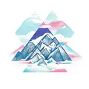 mountain landscape inside a triangle with a vertical stripe of sky  tattoo design idea