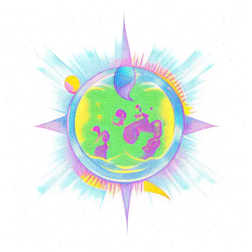 sonne mond sterne tattoo design idea