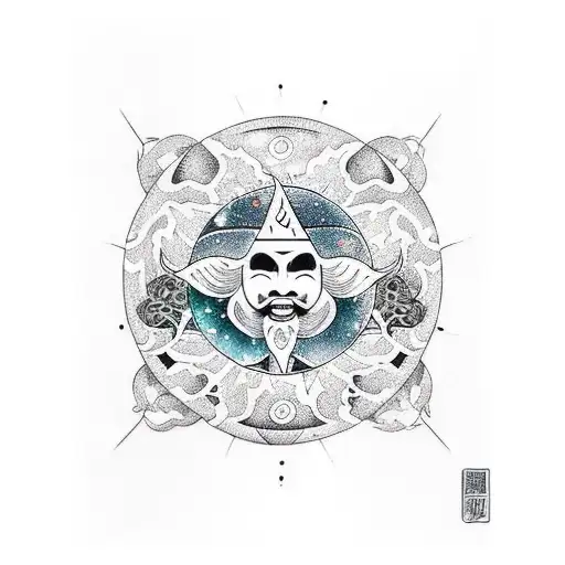 sonne mond sterne tattoo design idea