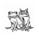 a frog and a cat are in love tattoo design idea