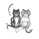 a frog and a cat are in love tattoo design idea