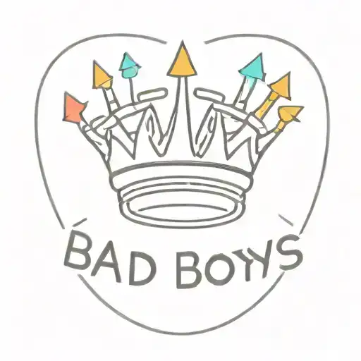 basquiat crown and text 'bad boys' tattoo design idea