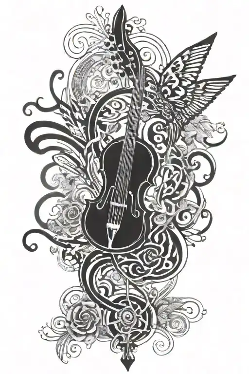 music and sinister tattoo design idea