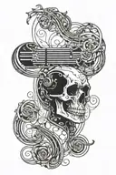 music and sinister tattoo design idea