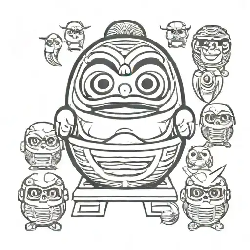 circular daruma tattoo design idea