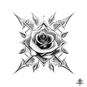 black rose sharp thorns blood single stem tattoo design idea