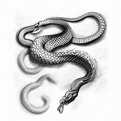 Snake eating an apple tattoo design idea
