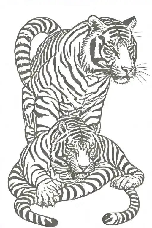 Tiger intertwined with a king cobra wrapped tattoo design idea