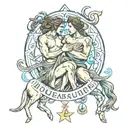 virgo, aquarius, and taurs zodiac signs intertwined tattoo design idea