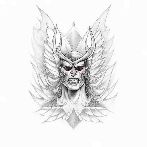 devil wing on left side of the back and angle wing on the right side of the back tattoo design idea