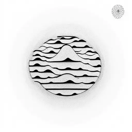 A minimalist representation of a Zen garden with ripples in a pond, signifying the calming effect of meditation on the mind tattoo design idea