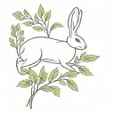 Hare and sage plant tattoo design idea