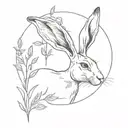 Hare and sage plant tattoo design idea