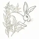 Hare and sage plant tattoo design idea