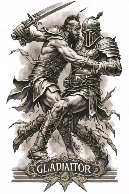 Gladiator fighting tattoo design idea