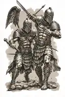 Gladiator fighting tattoo design idea