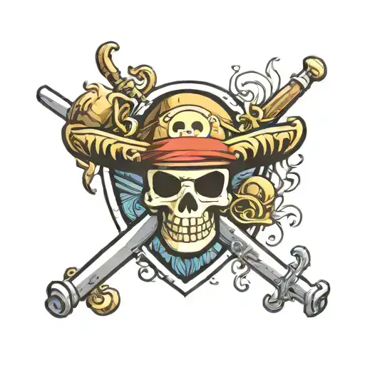 Straw Hat Pirates emblem shield tattoo design idea