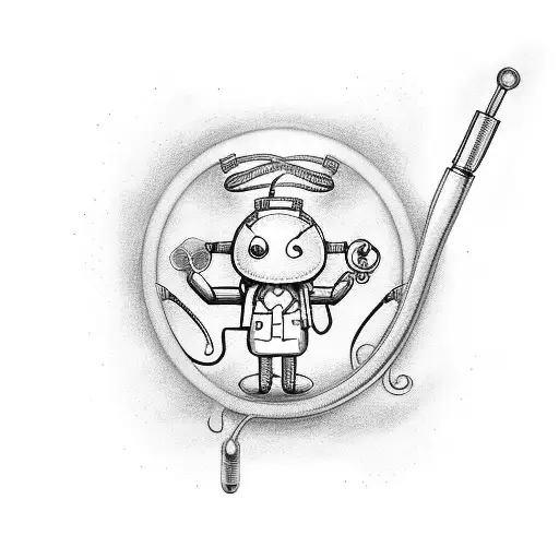 Cute android logo with a doctor's coat and stethoscope tattoo art tattoo design idea