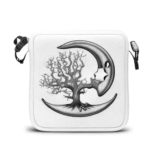 crescent moon oak tree saxophone sleeve tattoo design idea