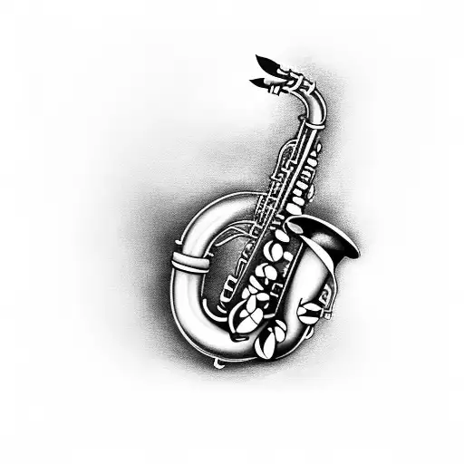  saxophone tattoo design idea