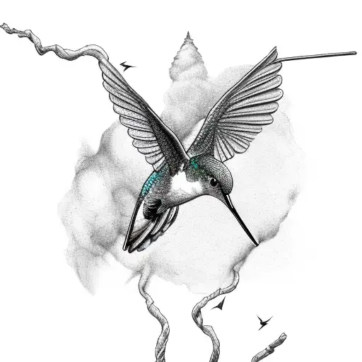 hummingbird with a lightning bolt tattoo design idea
